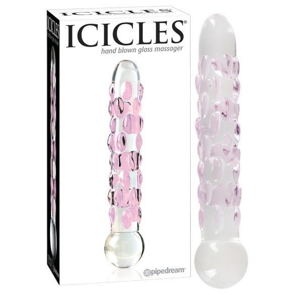 Icicles No. 7 - stekleni dildo z biseri