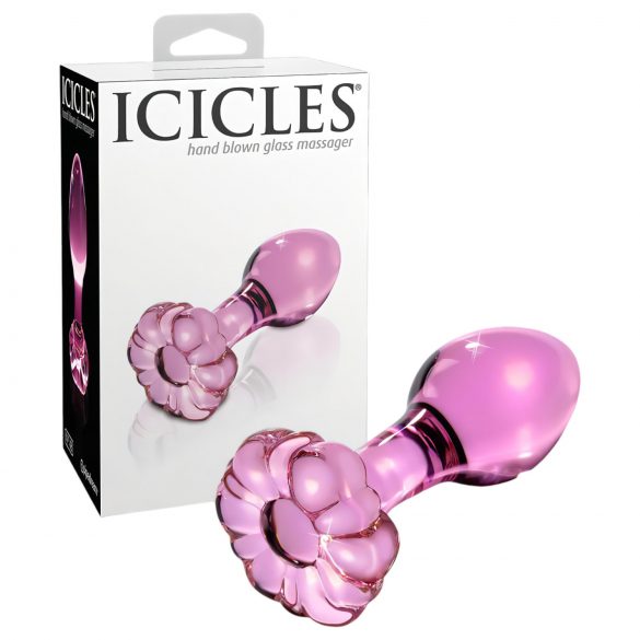 Icicles No. 48 - cvetlični stekleni analni čep (roza)