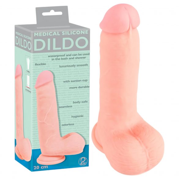 Medicinski - ravni medicinski silikonski dildo (20 cm) - naravni 