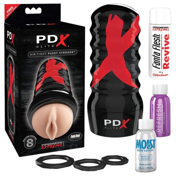 PDX Elite Air-Tight Pussy - ročni sesalni pussy masturbator (naravni) 