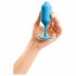 b-vibe Snug Plug 3 - analni dildo z dvojno kroglico (180g) - modri 