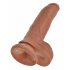 Kraljevski dildo s testisi 9 (23 cm) - rjavi