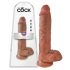 King Cock 10 testisov velik dildo (25 cm) - rjav 