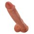 King Cock 10 testisov velik dildo (25 cm) - rjav 