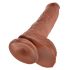 King Cock 10 testisov velik dildo (25 cm) - rjav 