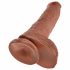 King Cock 10 testisov velik dildo (25 cm) - rjav 