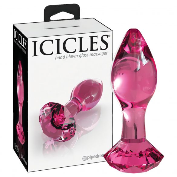 Icicles No. 79 - stožčasti stekleni analni dildo (roza) 