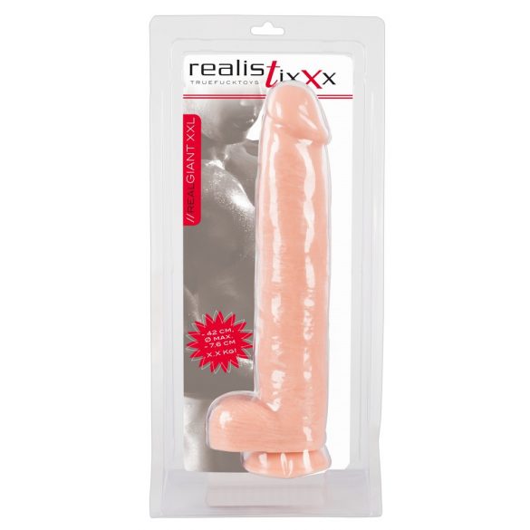 realisticixxx Giant 3XL - tapadotaped realistični veliki dildo (42cm) - naravni 