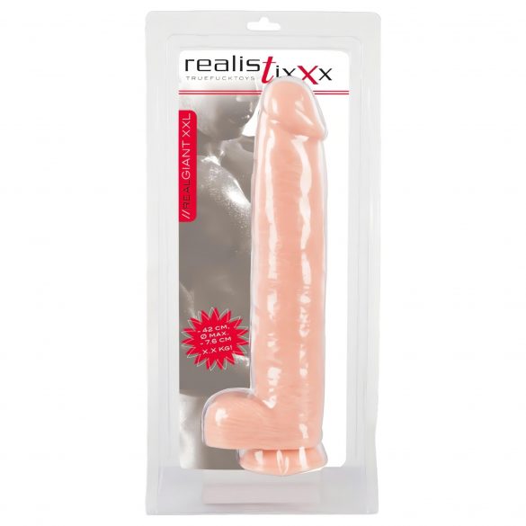 realisticixxx Giant 3XL - tapadotaped realistični veliki dildo (42cm) - naravni 