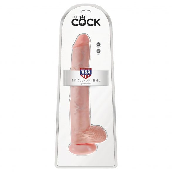 King Cock 14 testisov velik dildo (35 cm) - naravni 