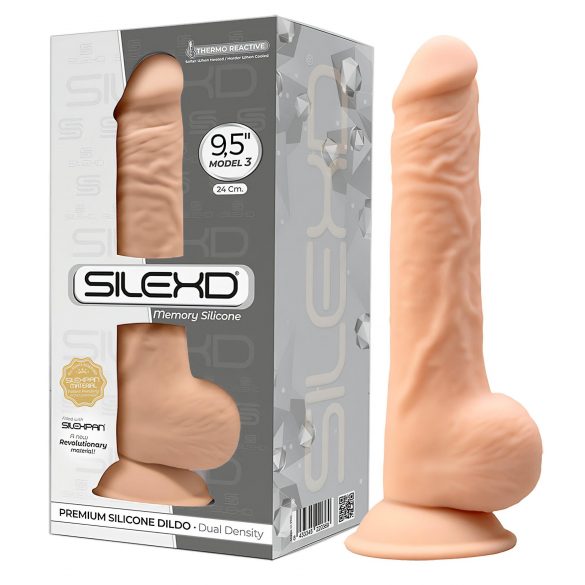 Silexd 9,5 - dildo z objemko - 24 cm (naravni) 