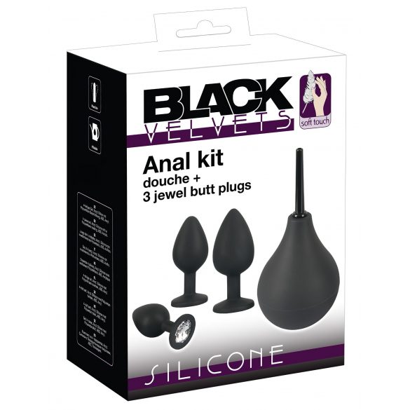 Black Velvet - Komplet analnih vibratorjev (4 deli) - črni 