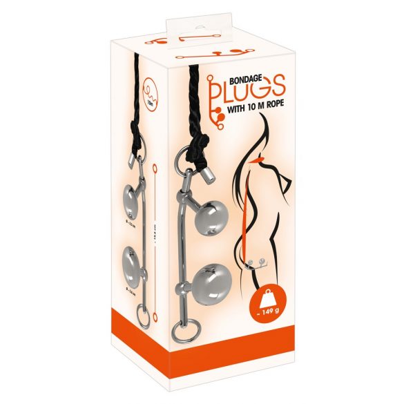 You2Toys Bondage Plugs - kovinske raztezne kroglice (149g) - srebrna 