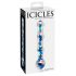 Icicles No. 08 - valovit, dvostranski, stekleni dildo (prosojno-modra)