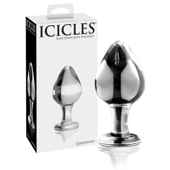 Icicles No. 25 - stožčast steklen analni dildo (prosojen) 