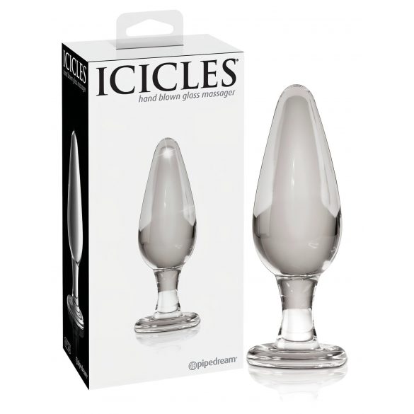 Icicles No. 26 - stožčasti stekleni analni dildo (prosojen) 