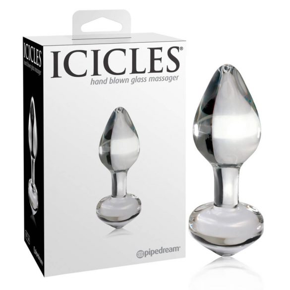 Icicles No. 44 - stožčasti stekleni analni dildo (prosojen) 