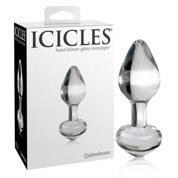 Icicles št. 44 - koničasti, stekleni analni dildo (prosojen)