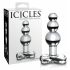 Icicles No. 47 - trojni stekleni analni dildo z biseri (prosojen)