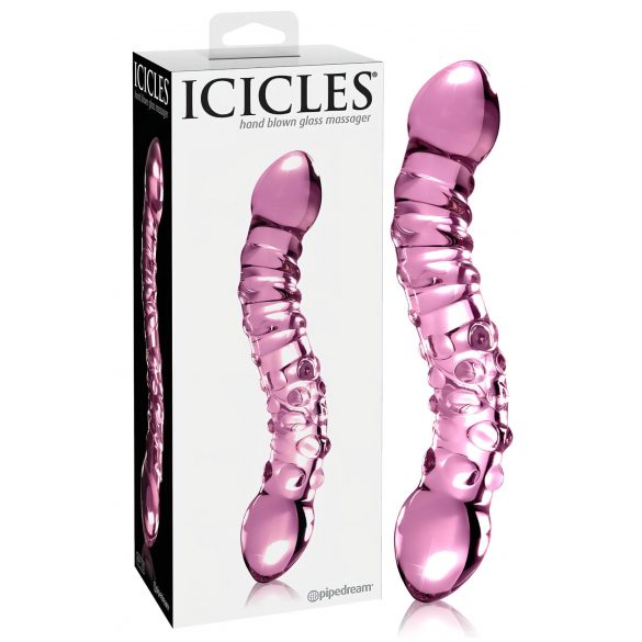 Icicles No. 55 - dvostranski G-točka stekleni dildo (roza)