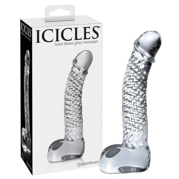 Icicles No. 61 - steklen dildo s penisom (prosojen) 