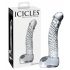 Icicles št. 61 - stekleni dildo s testisi in penisom (prozoren)