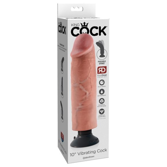 King Cock 10 - Prilagodljiv dildo z blazinicami (25 cm) - naravni 