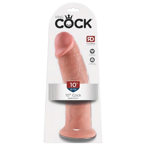 King Cock 10 - velik dildo z objemko (25 cm) - naravni 