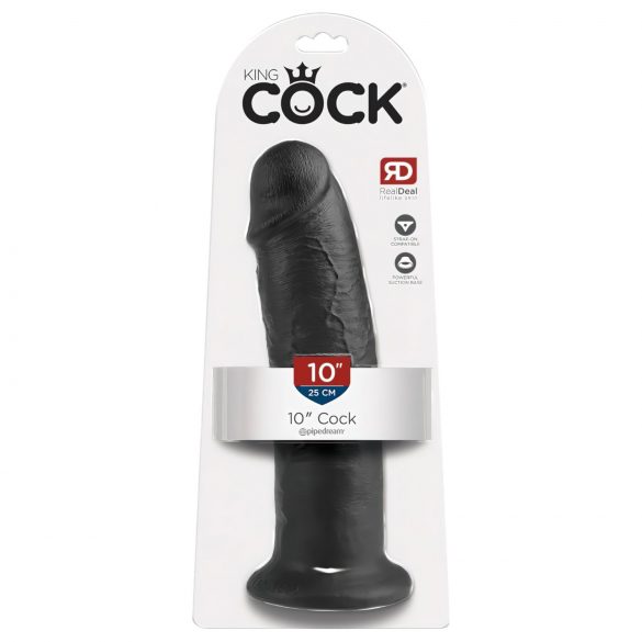 King Cock 10 - velik dildo s priseskom (25 cm) - črna