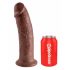 King Cock 10 - veliki dildo s priseskom (25 cm) - rjava