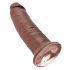 King Cock 10 - veliki dildo s priseskom (25 cm) - rjava