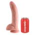 King Cock 9 - velik pripenjalni, testisni dildo (23 cm) - naravni 