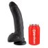 King Cock 9 - velik vibrator z objemko za testise (23 cm) - črn 