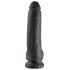 King Cock 9 - velik vibrator z objemko za testise (23 cm) - črn 