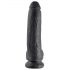 King Cock 9 - velik dildo s prisesalno bazo in modi (23 cm) - črn