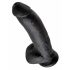 King Cock 9 - velik dildo s prisesalno bazo in modi (23 cm) - črn