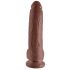 King Cock 9 - velik prijemalni, testisni dildo (23 cm) - rjav