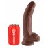 King Cock 9 - velik prijemalni, testisni dildo (23 cm) - rjav