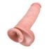 King Cock 11 - velik vibrator s prijemalom za testise (28 cm) - naravni 