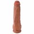 King Cock 11 - prisesajo dildó z modabili (28 cm) - temno naravno