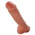 King Cock 11 - velik vibrator s prijemalom za testise (28 cm) - temno naraven 