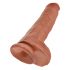 King Cock 11 - velik vibrator s prijemalom za testise (28 cm) - temno naraven 