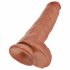 King Cock 11 - prisesajo dildó z modabili (28 cm) - temno naravno