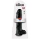 King Cock 11 - velik vibrator z objemko za testise (28 cm) - črn 