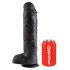 King Cock 11 - velik vibrator z objemko za testise (28 cm) - črn 