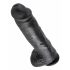 King Cock 11 - velik vibrator z objemko za testise (28 cm) - črn 