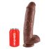 King Cock 11 - velika sesalna dildo s modniki (28 cm) - rjava