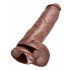 King Cock 11 - velika sesalna dildo s modniki (28 cm) - rjava