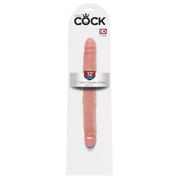 King Cock 12 Slim - realistični dvojni dildo (31 cm) - naravna barva