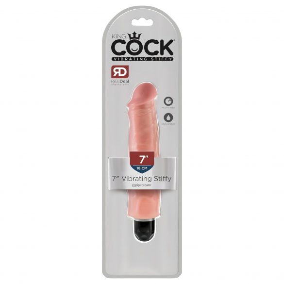 King Cock 7 Stiffy - vodoodporen, realističen vibrator (18 cm) - naravni 